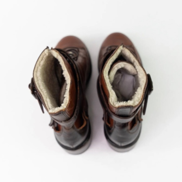 UGG Collection Sassari Leather Combat Ankle Boots Womens 8 Shearling $695 MSRP - Picture 4 of 12